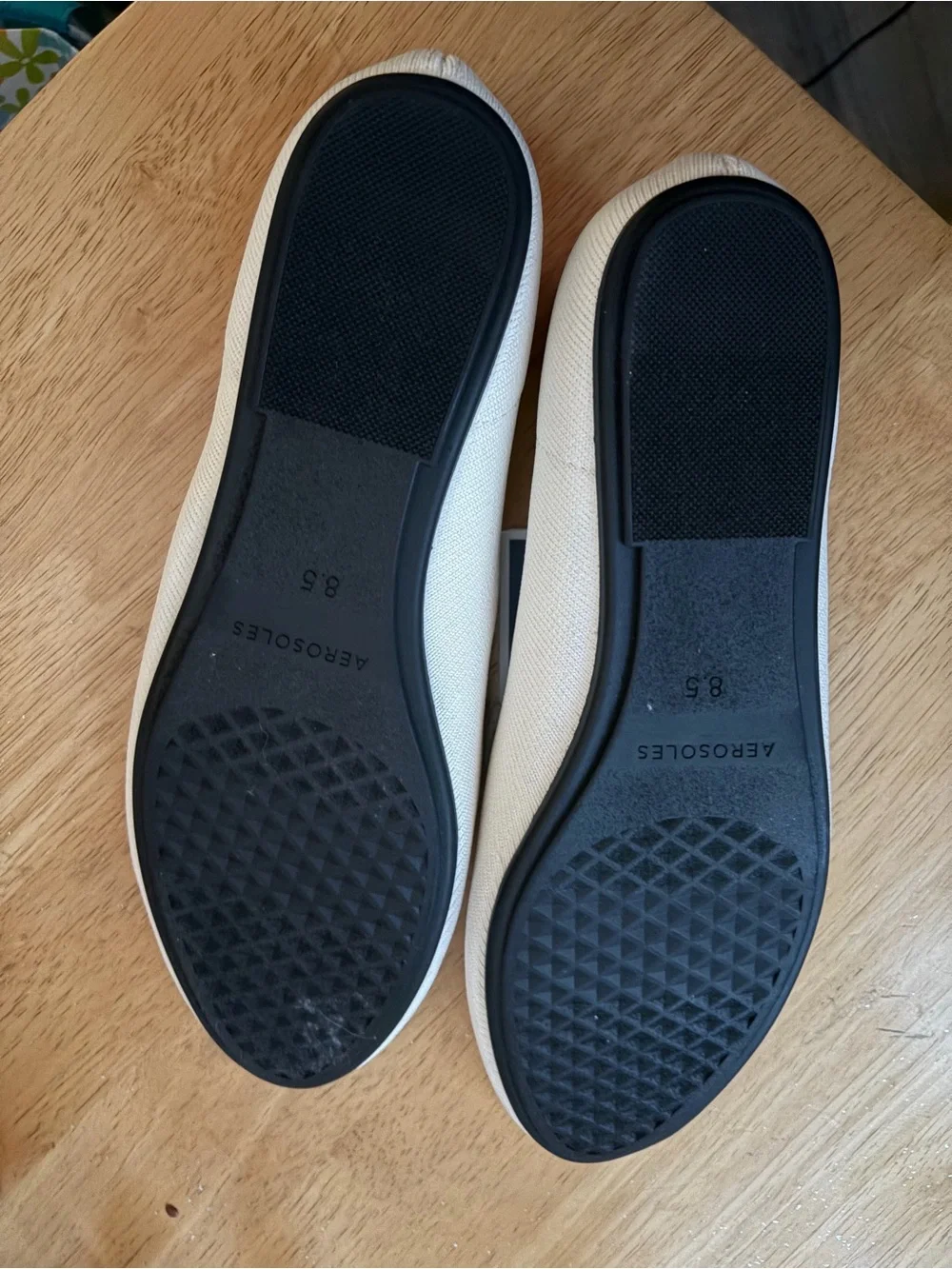 AEROSOLES White Mary Jane Flats with Black Trim